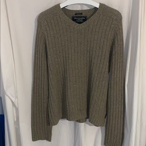 Abercrombie & Fitch V-Neck Sweater Tan/Grey XL